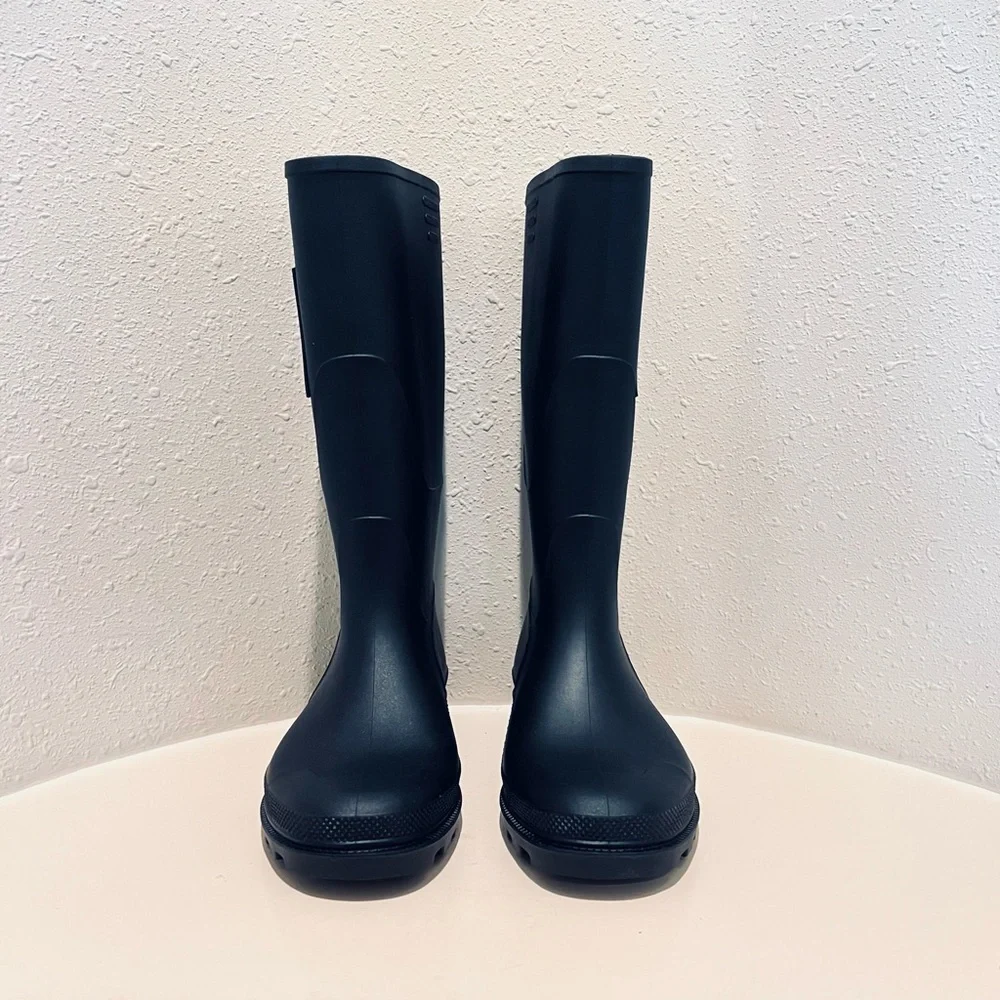 DSQUARED2 Women’s Icon Forever Tall Black Rubber Rain Boots Size 8 NEW - Picture 7 of 15